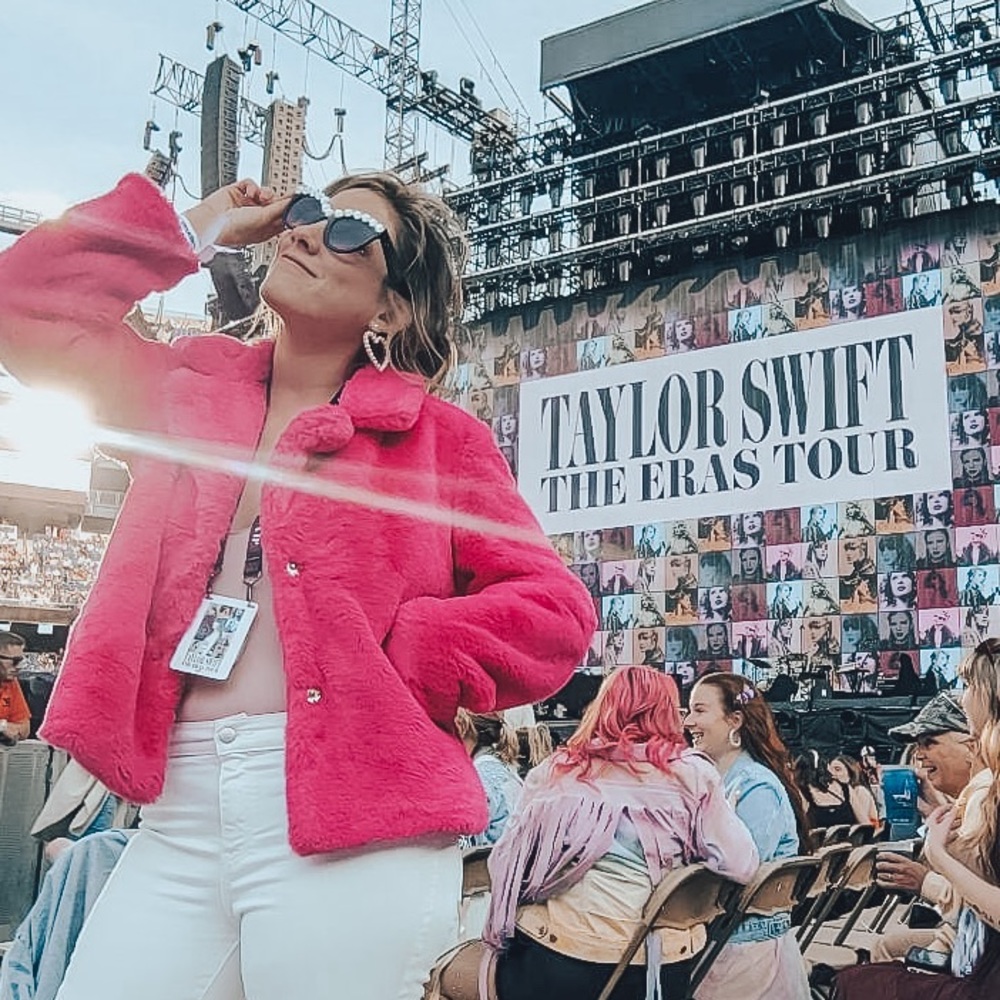 Faux Fur Pink Coat from Lover Era Taylor Swift